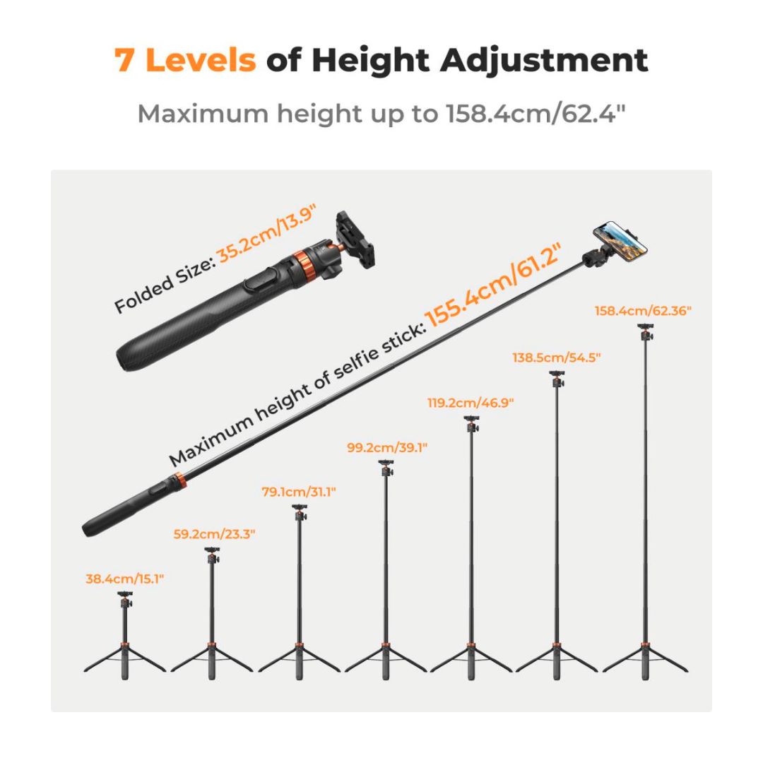 K&F Concept 1.58m Tripod Phone Selfie Stick sa Bluetooth daljinskim KF09.127V1 - 2